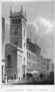 Iglesia de Todos los Santos, Bread Street, Londres, 1829