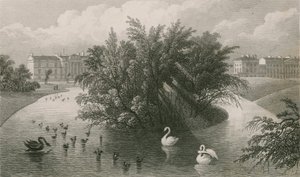 Una isla en el lago y parte de Cornwall y Clarence Terrace, Regent