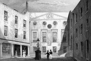 Salón de los Boticarios, Pilgrim St., Blackfriars, grabado por J. Hinchliff, 1831 de Thomas Hosmer Shepherd
