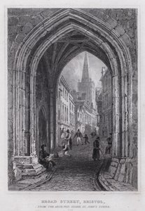 Broad Street, Bristol, desde el Arco, bajo la Torre de San Juan de Thomas Hosmer Shepherd