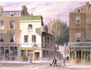 Red Lion Inn tallada, Islington Green, fecha en la casa 1660 de Thomas Hosmer Shepherd