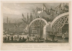 Construcción del Nuevo Puente de Londres, 9 de noviembre de 1827 de Thomas Hosmer Shepherd