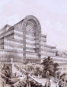 Palacio de Cristal en Sydenham, el frente del Gran Transepto, c.1851-55 de Thomas Hosmer Shepherd