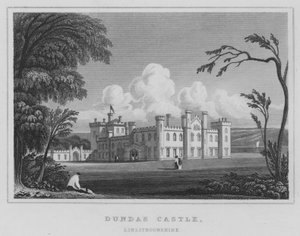 Castillo Dundas, Linlithgowshire (grabado)