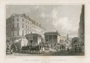 Mercado de la flota desde el puente de Holborn (ahora removido) de Thomas Hosmer Shepherd