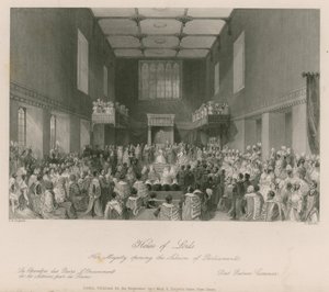 Su Majestad inaugurando la sesión del Parlamento en la Cámara de los Lores de Thomas Hosmer Shepherd