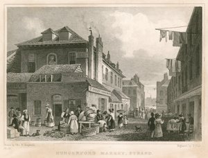 Mercado de Hungerford, cerca de York Buildings, The Strand, Londres de Thomas Hosmer Shepherd