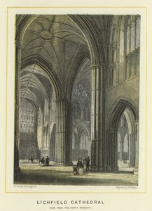 Catedral de Lichfield, vista desde el transepto norte de Thomas Hosmer Shepherd