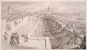 Puente de Londres viejo y nuevo, Londres, 1831 de Thomas Hosmer Shepherd