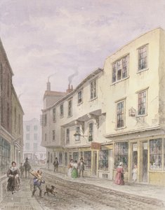 Casa antigua en la entrada de Leather Lane, 1857 de Thomas Hosmer Shepherd