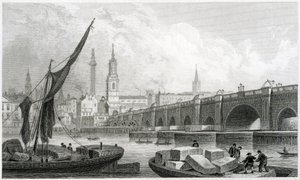 Puente de Londres antiguo, desde Southwark de Thomas Hosmer Shepherd
