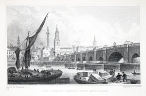 Puente de Londres Antiguo, desde Southwark, de 