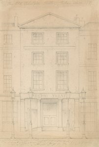 Boceto original a lápiz del Teatro Adelphi, Londres, por Thomas H Shepherd