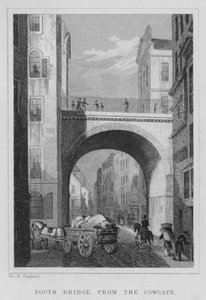 Puente Sur, desde Cowgate (grabado) de Thomas Hosmer Shepherd