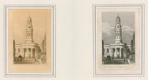 Iglesia de Santa María, Wyndham Place, y rectoría del distrito de St Mary-le-bone de Thomas Hosmer Shepherd