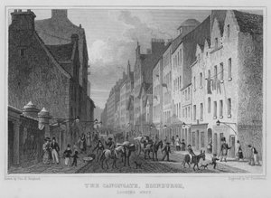 El Canongate, Edimburgo, mirando al Oeste (grabado)