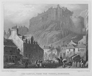 El Castillo, desde el Vennel, Edimburgo (grabado) de Thomas Hosmer Shepherd