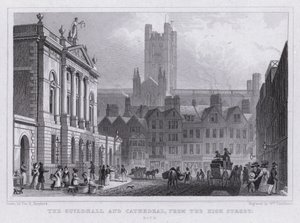 El Guildhall y la Catedral, desde la High Street, Bath de Thomas Hosmer Shepherd