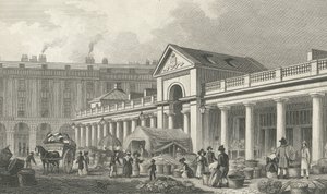 La fachada noroeste del nuevo mercado de Covent Garden, 1827-30 de Thomas Hosmer Shepherd