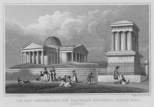El Nuevo Observatorio y el Monumento de Playfair, Calton Hill, Edimburgo de Thomas Hosmer Shepherd