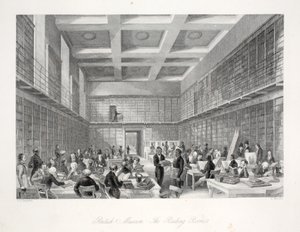 La sala de lectura y la biblioteca en el Museo Británico, de 