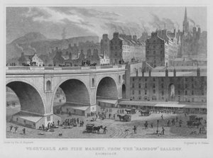Mercado de verduras y pescado, desde Rainbow Gallery, Edimburgo (grabado) de Thomas Hosmer Shepherd