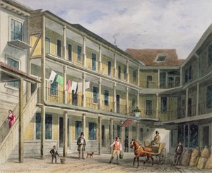 Vista del patio de Blue Boar Inn, no.30 Aldgate, c.1850 de Thomas Hosmer Shepherd
