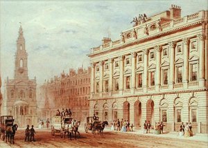 Vista de Somerset House y la Iglesia de St. Mary Le Strand de Thomas Hosmer Shepherd