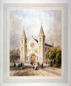 Vista de un edificio religioso desconocido en Regent Square, St Pancras, Londres, 1842 de Thomas Hosmer Shepherd