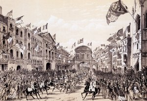 Visita de Napoleón III y la Emperatriz Eugenia a la Ciudad, 19 de abril de 1855 de Thomas Hosmer Shepherd