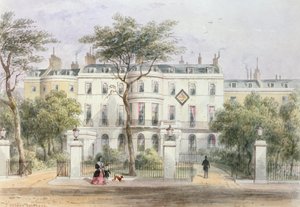 Fachada oeste de la casa de Sir Robert Peel en Privy Garden (1788-1850) 1851 de Thomas Hosmer Shepherd