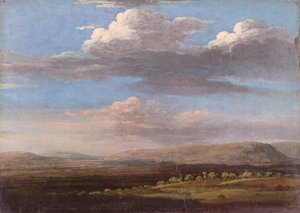 A View in Radnorshire (óleo sobre papel) de Thomas Jones
