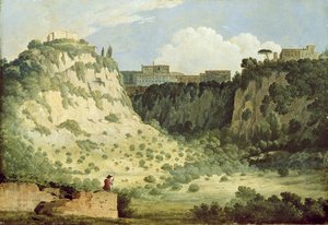 Vista del Templo de Diana, Nemi, con un Pastor en el Primer Plano, 1785