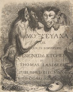 Página de título: Monkey-Ana o Hombres, en miniatura, 1 de diciembre de 1827 de Thomas Landseer
