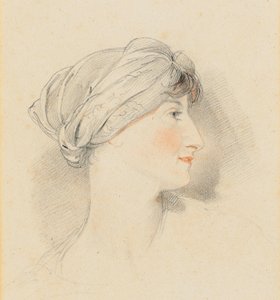 Retrato de la señora Jens Wolff, de perfil a la derecha, con un turbante de Thomas Lawrence