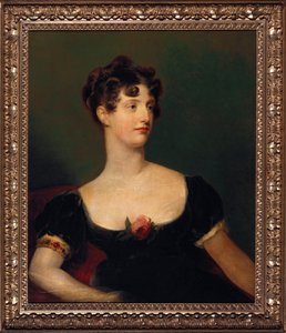 Retrato de Lady Beresford, sentada, medio cuerpo con un vestido negro decorado con una rosa
