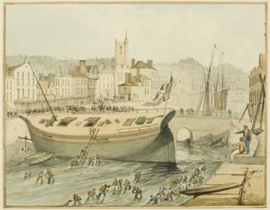 Limpiando el Puerto Flotante, 1828 de Thomas Leeson the Elder Rowbotham