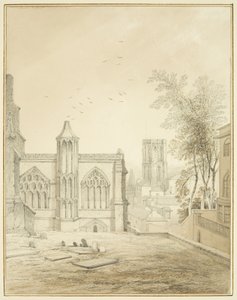 Extremo este de St Mary Redcliffe, mostrando Temple Church de Thomas Leeson the Elder Rowbotham