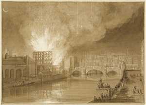 Incendio en la antigua casa de azúcar, Tucker Street de Thomas Leeson the Elder Rowbotham
