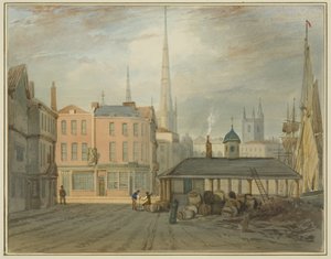 Extremo noreste de King Street, mostrando el Mercado Galés de Thomas Leeson the Elder Rowbotham