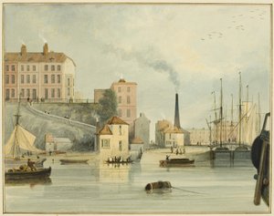 Extremo oeste de Redcliffe Parade, mostrando las puertas de entrada a la cuenca de Bathurst de Thomas Leeson the Elder Rowbotham