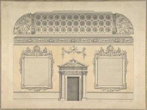 Diseño para sección de una habitación rococó, con un techo abovedado y ornamentado corintio de Thomas Lightoler.