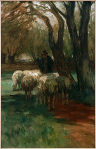 Pastor con rebaño de Thomas Ludwig Herbst