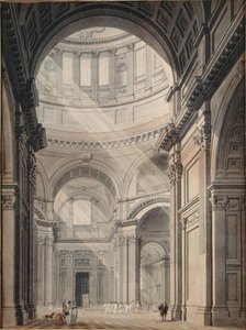 Vista interna de la Catedral de San Pablo desde la entrada norte de Thomas Malton Jnr.