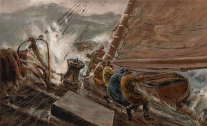 Un momento de peligro (cromolito) de Thomas Marie Madawaska (after) Hemy