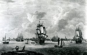 Vista de Charles Town, la capital de Carolina del Sur en América del Norte, grabado por Pierre Charles Canot de Thomas Mellish
