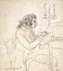 J. M. W. Turner At A Drawing Table; Verso: Mrs. Monro Asleep (lápiz sobre papel verjurado blanco hueso) de Thomas Monro