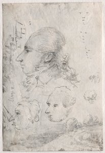 Estudios de cabezas (verso) de Thomas Monro