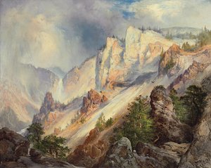 Una lluvia pasajera en el cañón de Yellowstone, 1903 de Thomas Moran