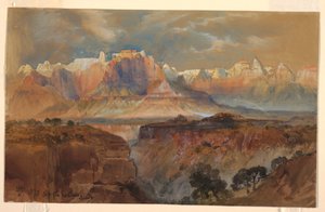 Dibujo, Acantilados del Río Virgen, sur de Utah, 1873